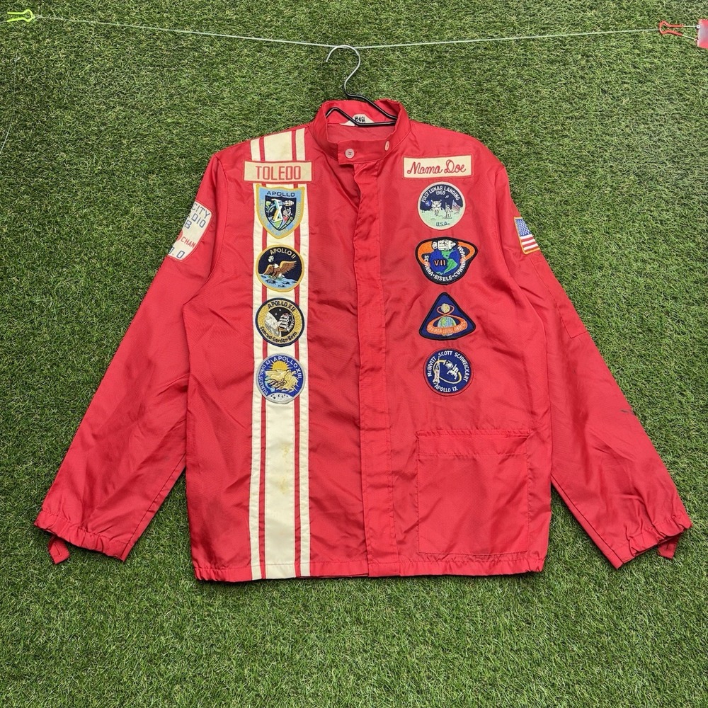 Vintage 70s NASA Apollo Jacket Mens Medium Patch Collection Glass City Toledo